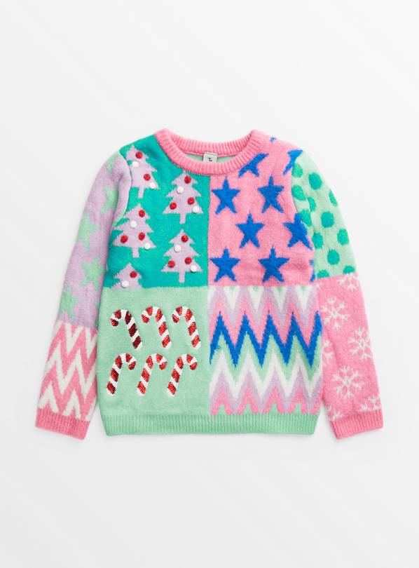 Pastel Christmas Patchwork Jumper 6 years